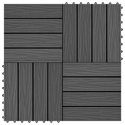 Terrassenfliesen 11 Stk. Tief Geprägt WPC 30x30cm 1 qm Schwarz