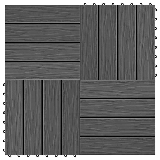 Terrassenfliesen 11 Stk. Tief Geprägt WPC 30x30cm 1 qm Schwarz