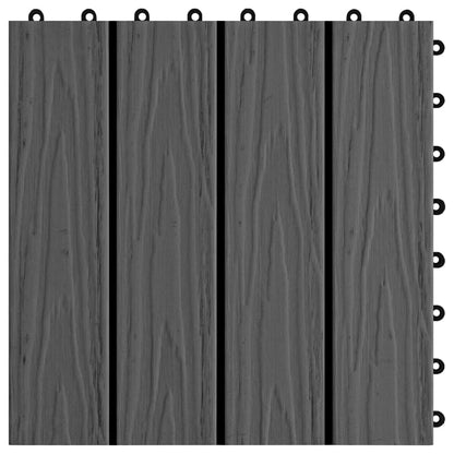 Terrassenfliesen 11 Stk. Tief Geprägt WPC 30x30cm 1 qm Schwarz