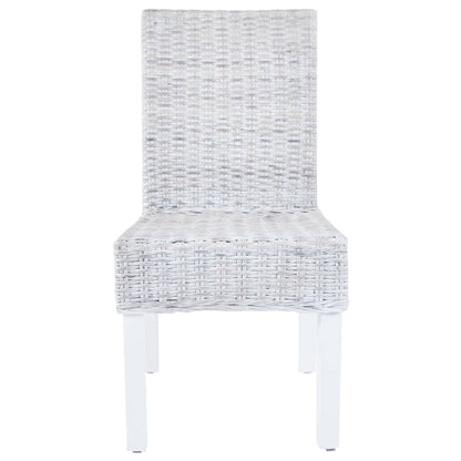 Esszimmerstühle 4 Stk. Weiß Kubu Rattan und Mangoholz
