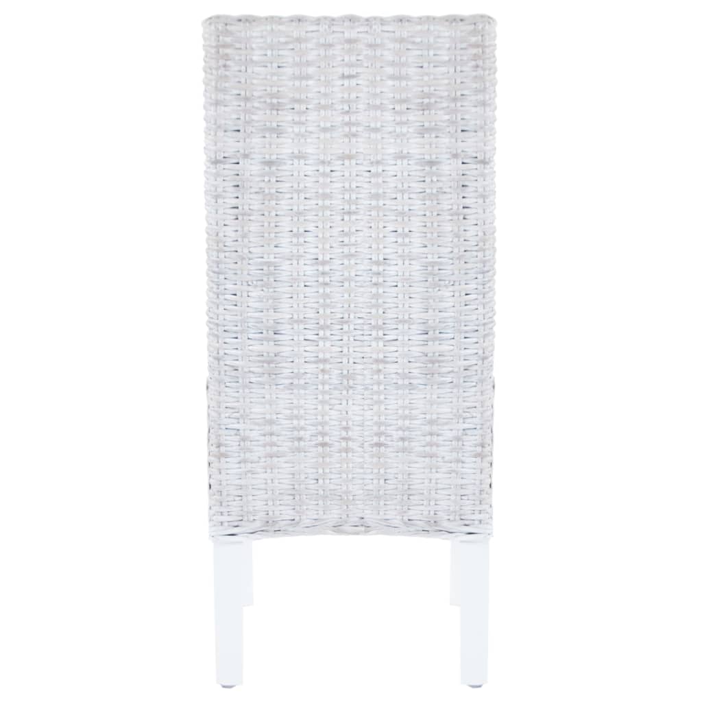 Esszimmerstühle 4 Stk. Weiß Kubu Rattan und Mangoholz