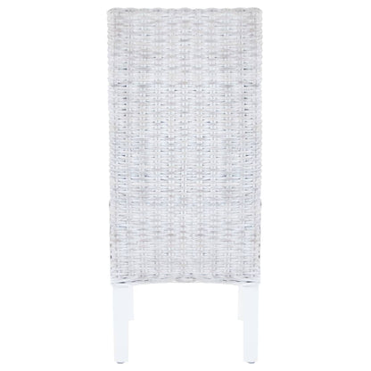 Esszimmerstühle 4 Stk. Weiß Kubu Rattan und Mangoholz