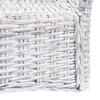 Esszimmerstühle 4 Stk. Weiß Kubu Rattan und Mangoholz