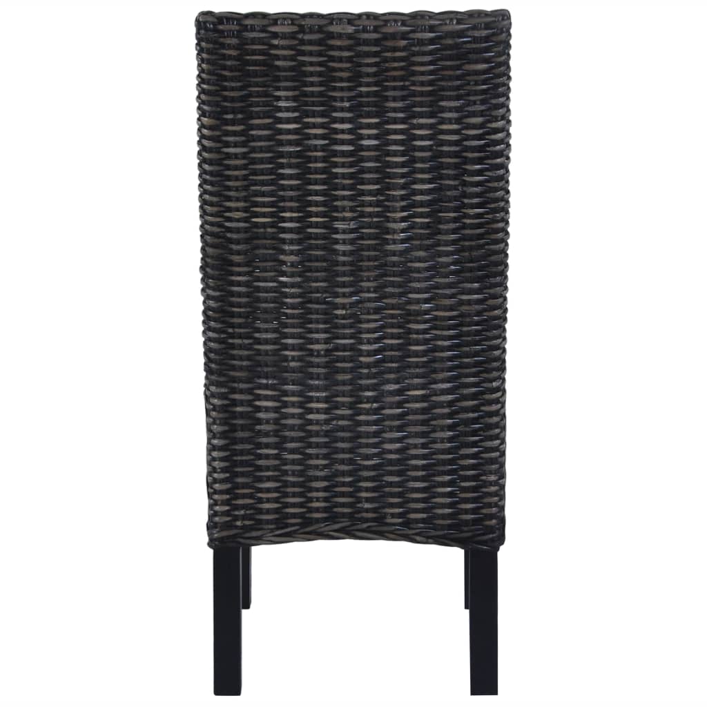 Esszimmerstühle 6 Stk. Schwarz Kubu Rattan und Mangoholz