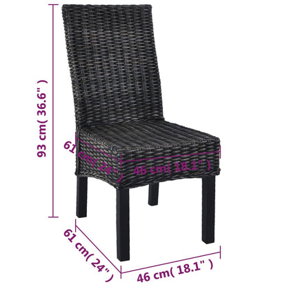 Esszimmerstühle 6 Stk. Schwarz Kubu Rattan und Mangoholz