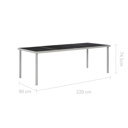 Gartentisch Schwarz 220x90x74,5 cm Stahl