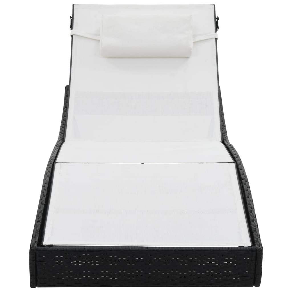 Sonnenliege mit Kissen Poly-Rattan Schwarz