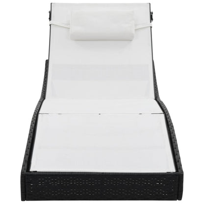 Sonnenliege mit Kissen Poly-Rattan Schwarz