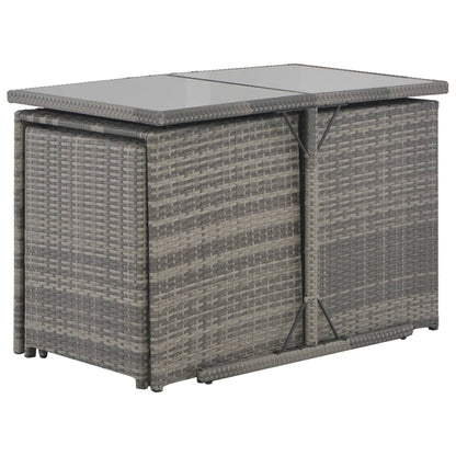 7-tlg. Garten-Essgruppe mit Kissen Poly Rattan Grau