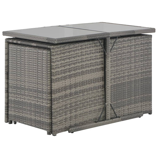 7-tlg. Garten-Essgruppe mit Kissen Poly Rattan Grau