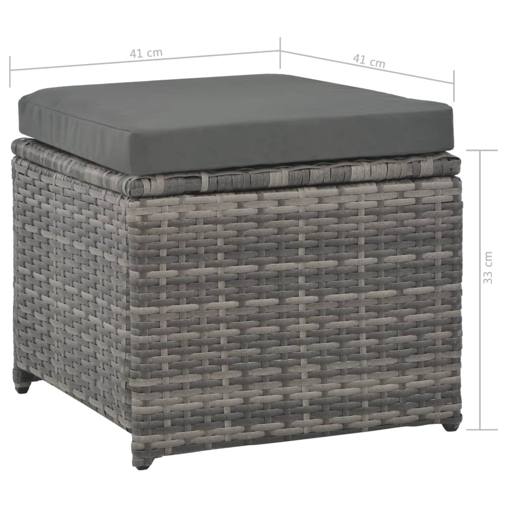 7-tlg. Garten-Essgruppe mit Kissen Poly Rattan Grau