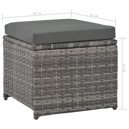 7-tlg. Garten-Essgruppe mit Kissen Poly Rattan Grau