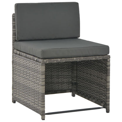 7-tlg. Garten-Essgruppe mit Kissen Poly Rattan Grau