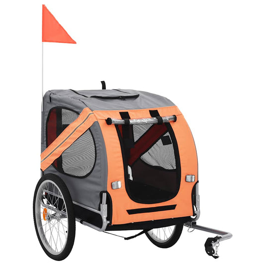 Cykeltrailer til hunde orange og grå
