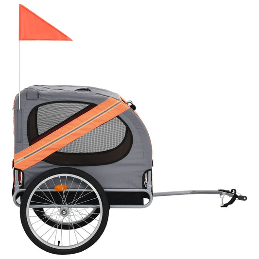 Cykeltrailer til hunde orange og grå