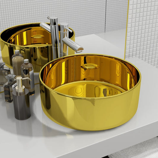 Waschbecken 40 x 15 cm Keramik Golden