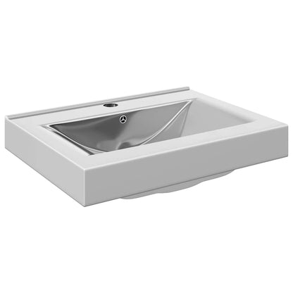 Waschbecken mit Überlauf 60x46x16 cm Keramik Silbern