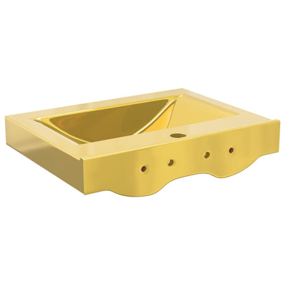 Waschbecken mit Überlauf 60x46x16 cm Keramik Golden