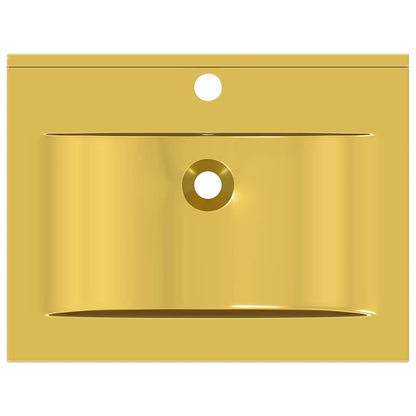 Waschbecken mit Überlauf 60x46x16 cm Keramik Golden