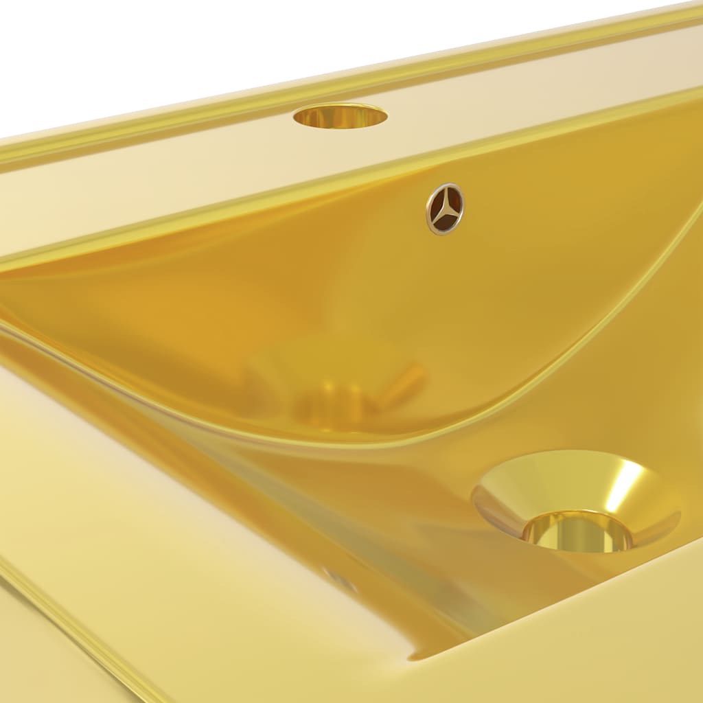 Waschbecken mit Überlauf 60x46x16 cm Keramik Golden
