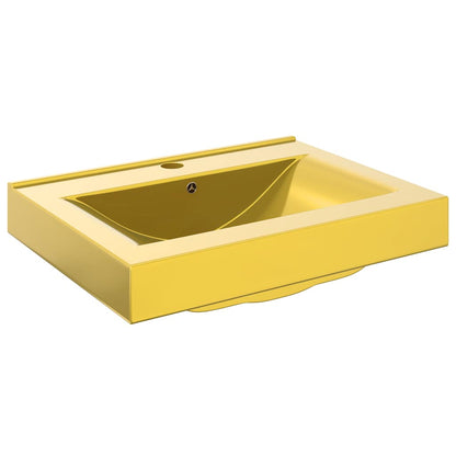 Waschbecken mit Überlauf 60x46x16 cm Keramik Golden