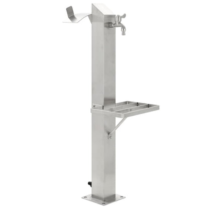 Garten-Wassersäule Edelstahl Quadratisch 95 cm