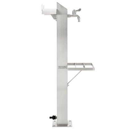 Garten-Wassersäule Edelstahl Quadratisch 95 cm