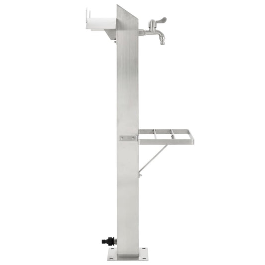 Garten-Wassersäule Edelstahl Quadratisch 95 cm