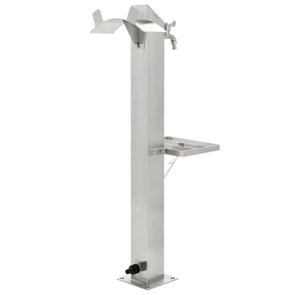 Garten-Wassersäule Edelstahl Quadratisch 95 cm