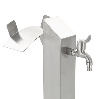 Garten-Wassersäule Edelstahl Quadratisch 95 cm
