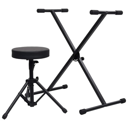 Keyboardständer und Hocker Set Schwarz