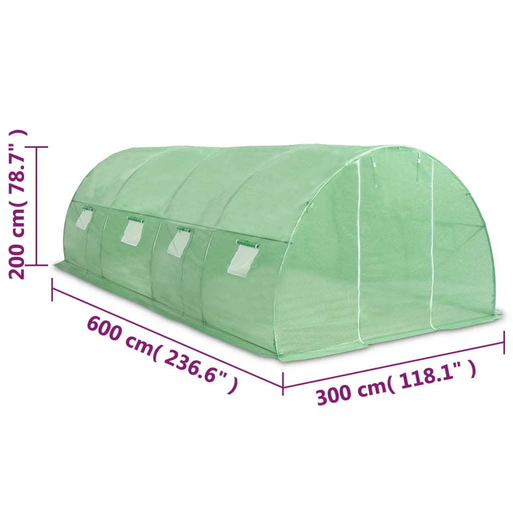drivhus 18m² 600x300x200 cm