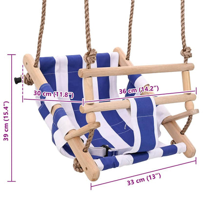 Babyschaukel mit Sicherheitsgurt Baumwolle Holz Blau
