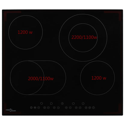 Glaskeramik-Kochfeld mit 4 Platten Touch Control 6600 W