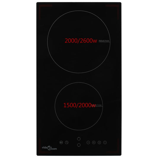 Induktionskochfeld mit 2 Platten Touch Control Glas 3500 W