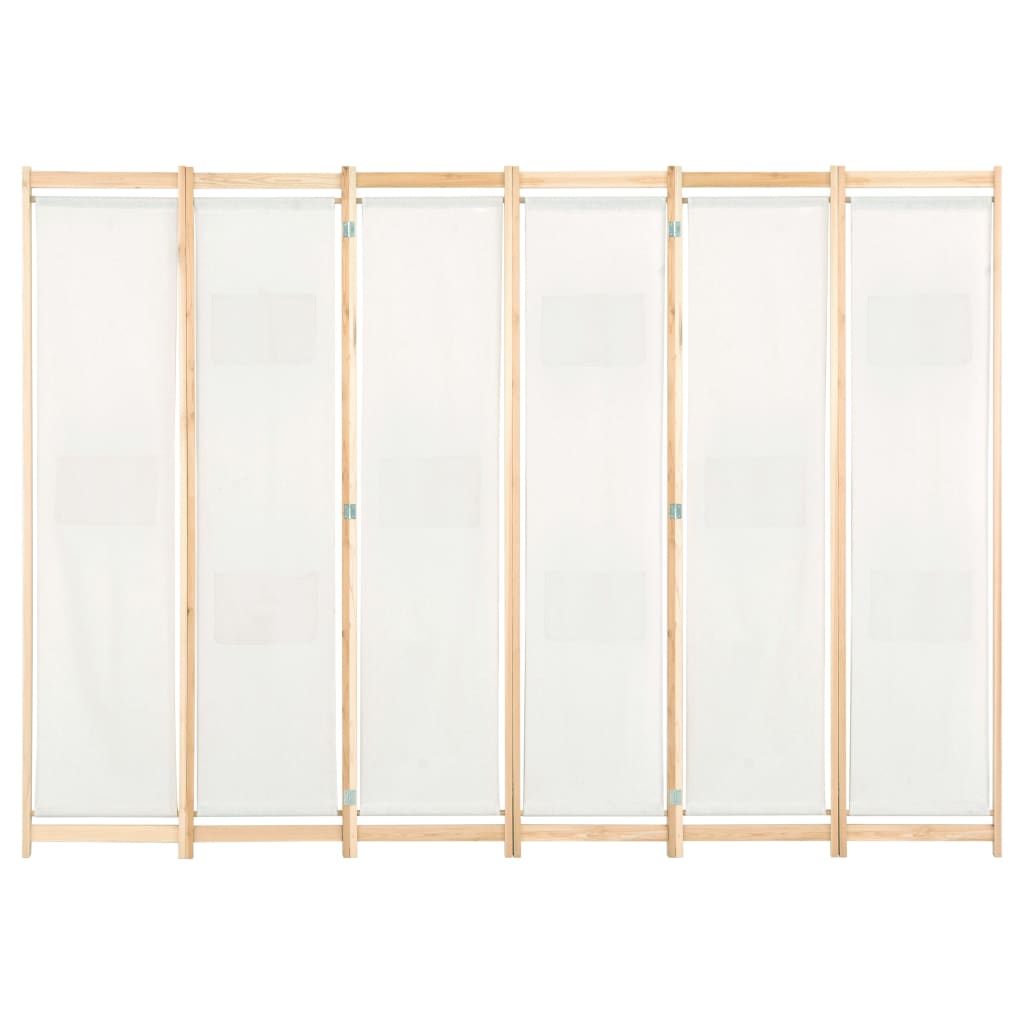 6-teiliger Raumteiler Cremeweiß 240 x 170 x 4 cm Stoff