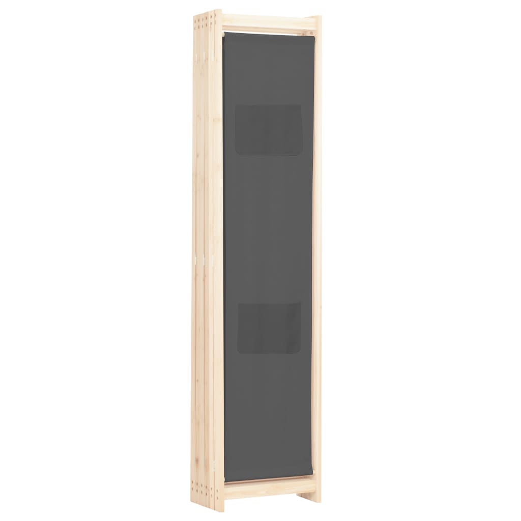 6-teiliger Raumteiler Grau 240 x 170 x 4 cm Stoff