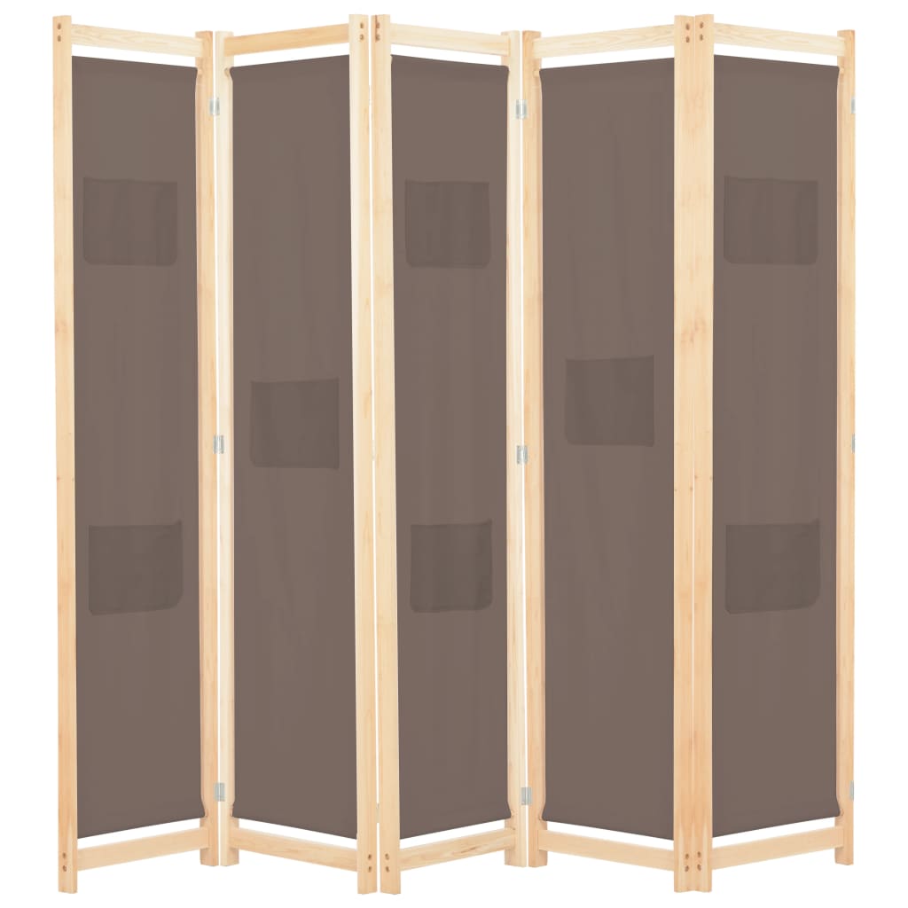 5-delt rumdeler brun 200 x 170 x 4 cm stof