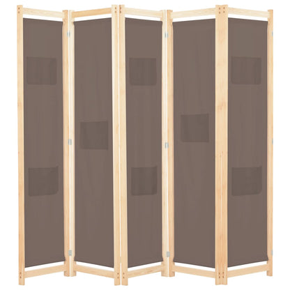5-delt rumdeler brun 200 x 170 x 4 cm stof