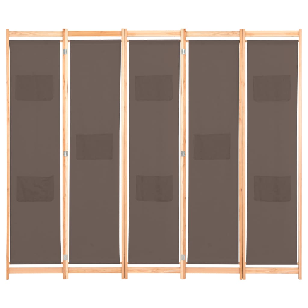5-delt rumdeler brun 200 x 170 x 4 cm stof