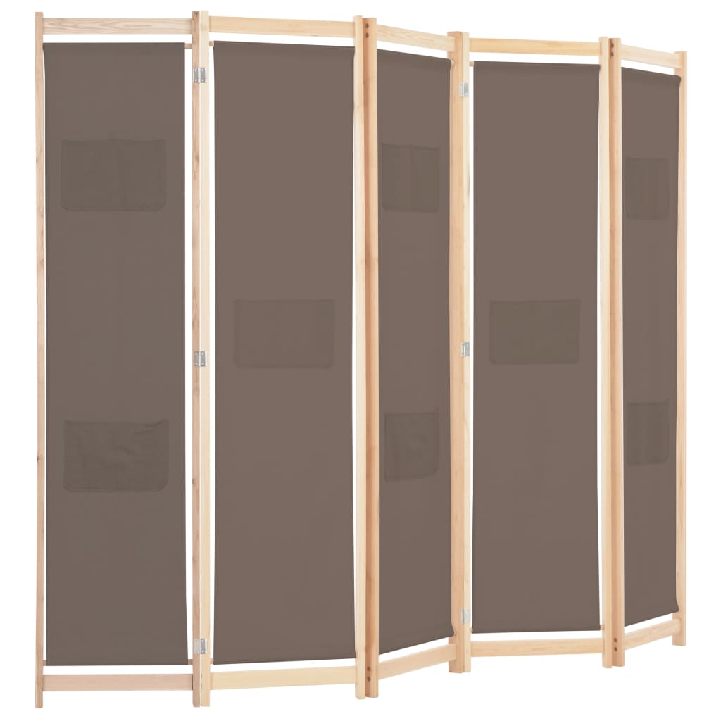 5-delt rumdeler brun 200 x 170 x 4 cm stof