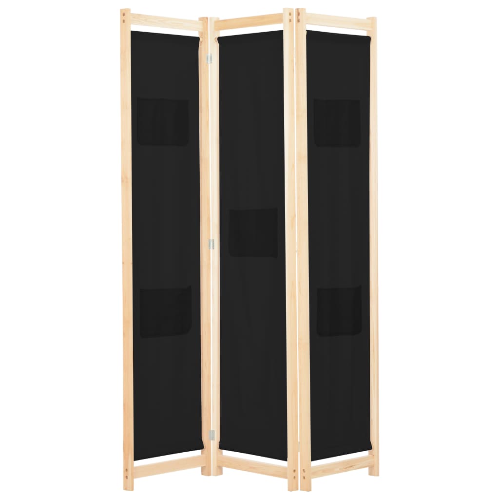 3-delt rumdeler sort 120 x 170 x 4 cm stof