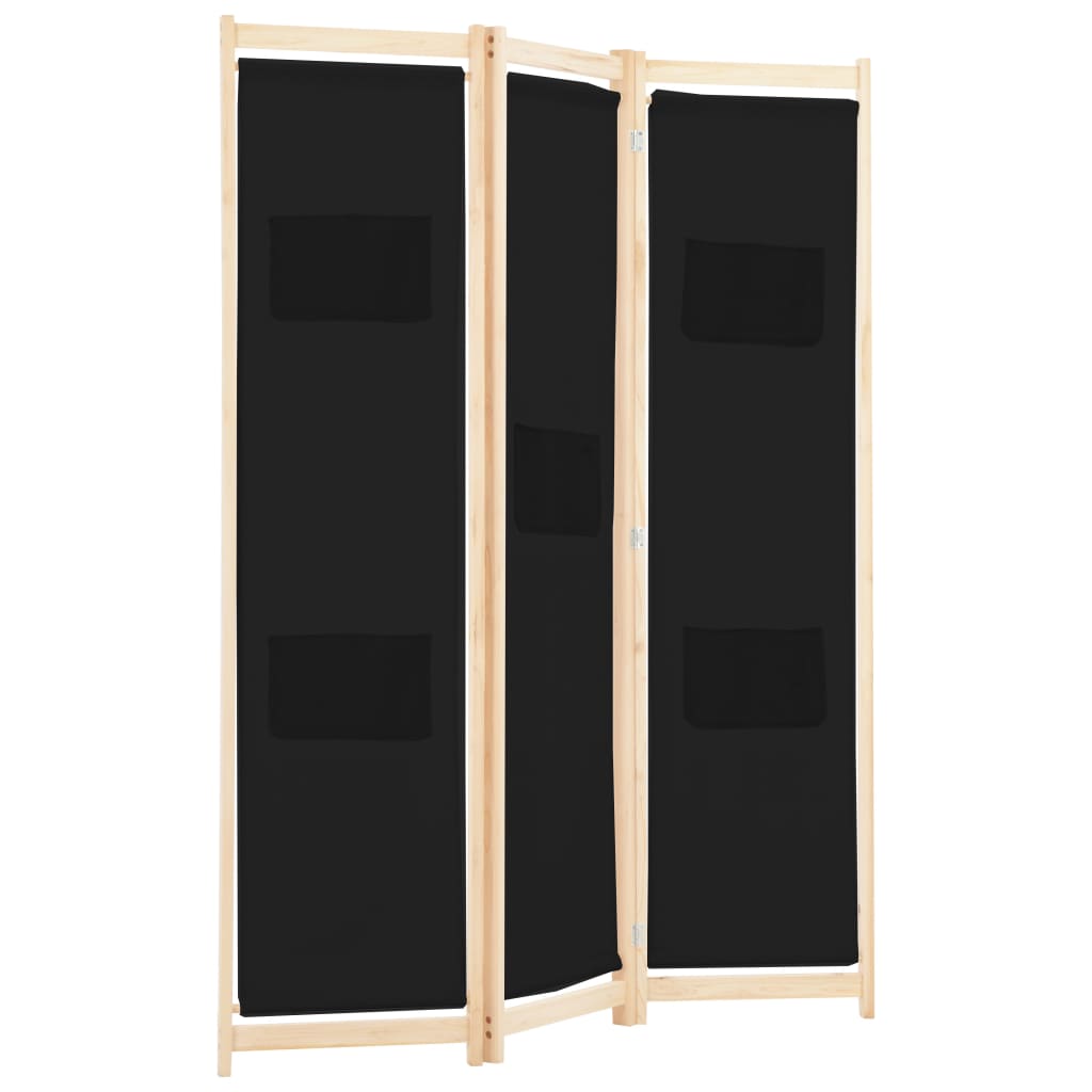 3-delt rumdeler sort 120 x 170 x 4 cm stof