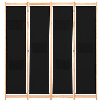 4-delt rumdeler sort 160 x 170 x 4 cm stof