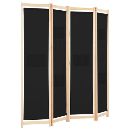 4-delt rumdeler sort 160 x 170 x 4 cm stof