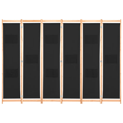 6-delt rumdeler sort 240 x 170 x 4 cm stof
