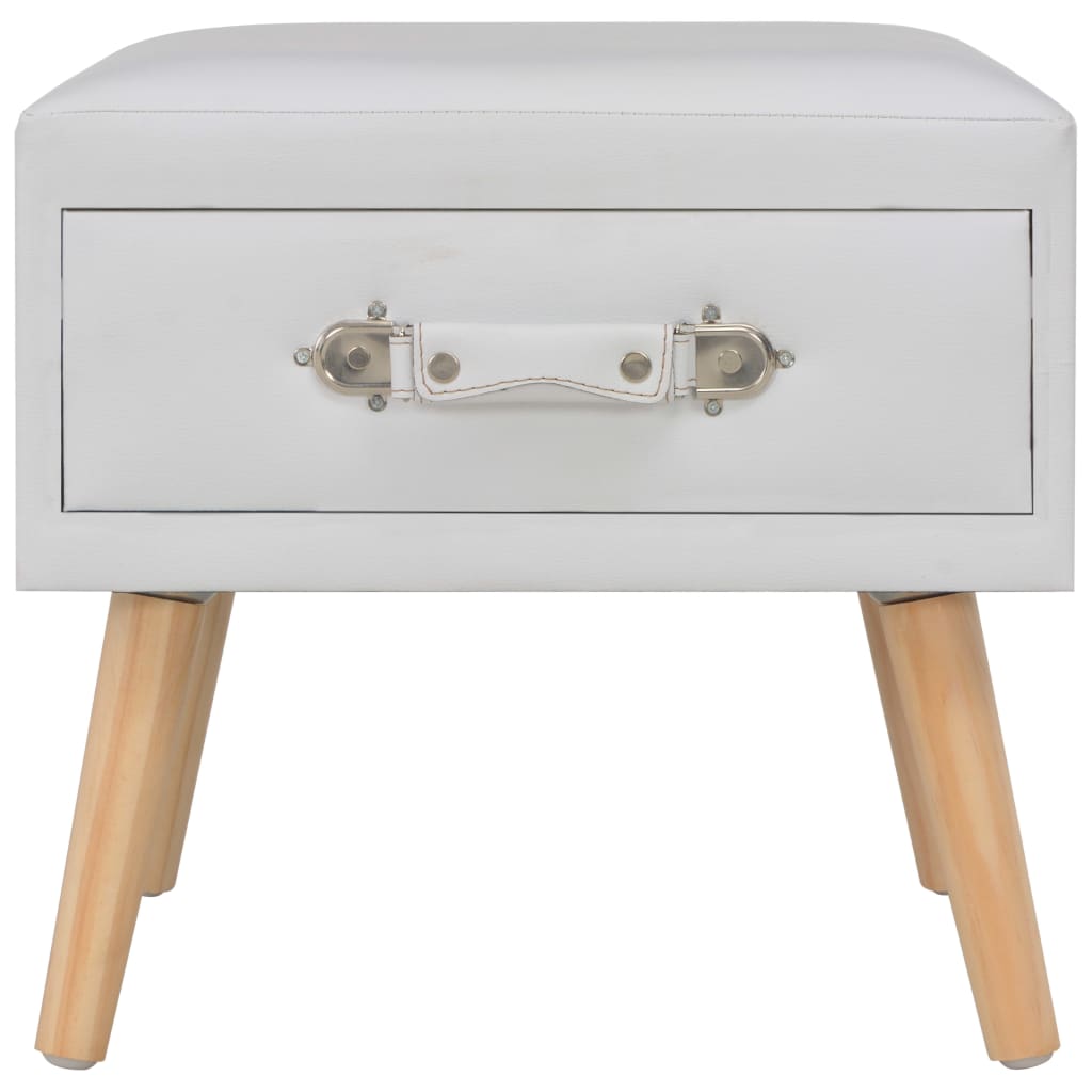 Nachttisch Weiß 40x35x40 Kunstleder