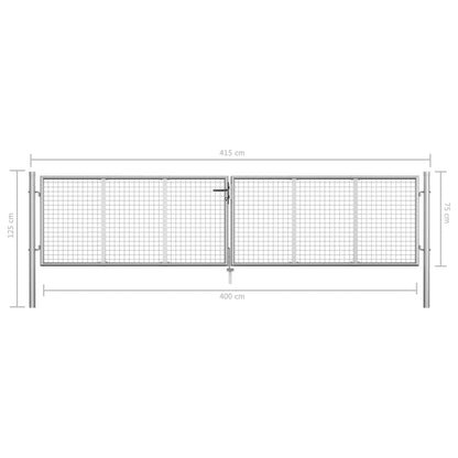 Gartentor Verzinkter Stahl 415 x 75 cm Silber