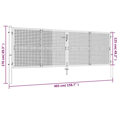 Gartentor Verzinkter Stahl 415 x 125 cm Silber
