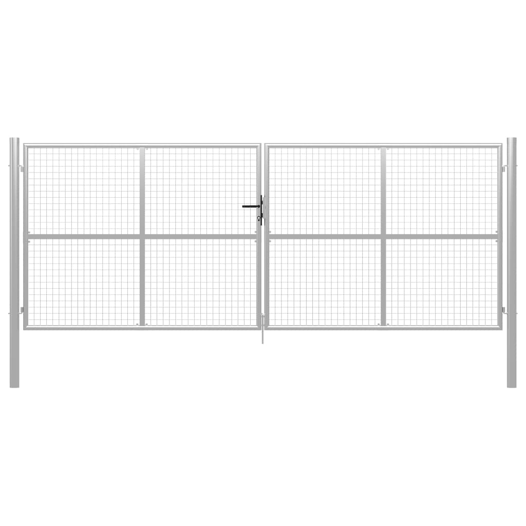 Gartentor Verzinkter Stahl 415 x 150 cm Silber